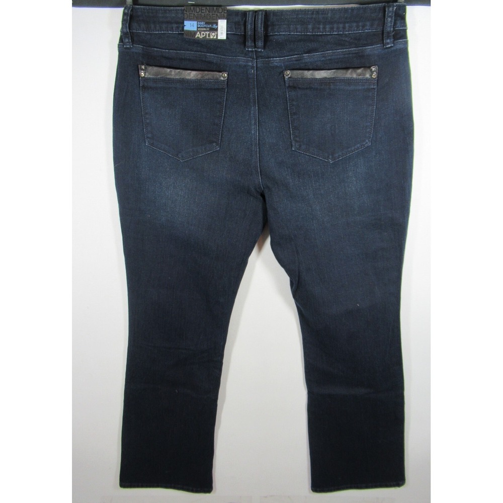 NEW Apt. 9 Embellished Baby Bootcut Jeans Women Size 14 Mid Rise Dark Wash